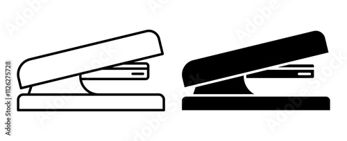 Linear icon, office staplers for joining sheets of paper with staples. Simple black and white vector isolated on white background