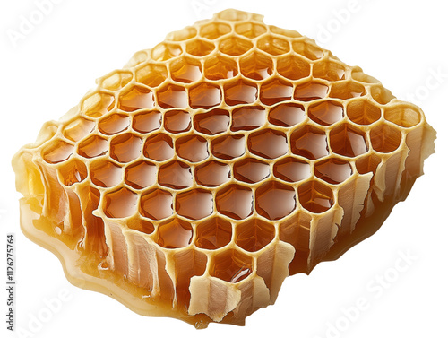 PNG Honeycomb with golden honey flowing out photo