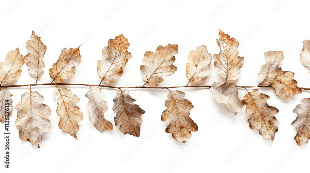 Dried Leaves Arrangement on a White Background, Capturing the Beauty of Nature's Transitions in a Minimalist Floral Presentation Dried Leaves Arrangement on a White Background, Capturing the Beauty of Nature's Transitions in a Minimalist Floral Presentation
