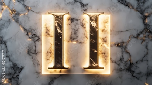 Golden Roman Numeral II on Marble: A luminous, golden Roman numeral II illuminated against a backdrop of elegant white marble.