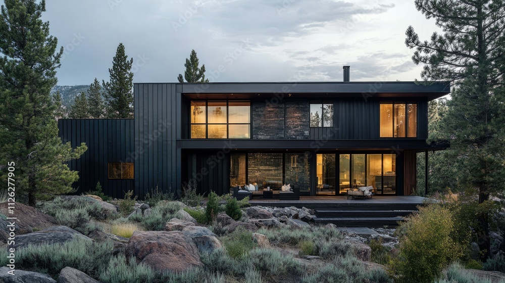 Polished metal cladding in shades of dark gray and black with minimalist appeal Polished metal cladding in shades of dark gray and black with minimalist appeal