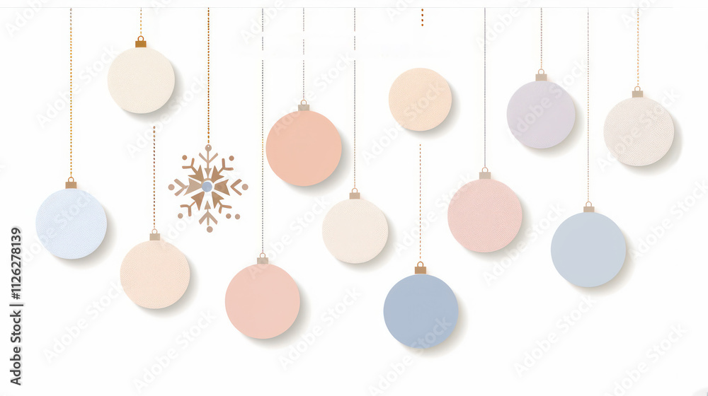 Christmas Ornament Collection with Delicate Snowflake on White Background, Ideal for Holiday Decorations and Seasonal Celebrations in a Minimalist Style Christmas Ornament Collection with Delicate Snowflake on White Background, Ideal for Holiday Decorations and Seasonal Celebrations in a Minimalist Style