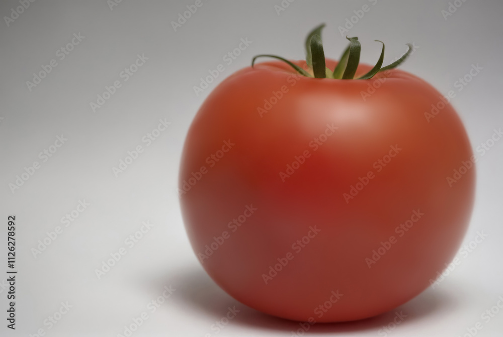 Bright red tomato isolated on white background. One whole fresh tomato Bright red tomato isolated on white background. One whole fresh tomato