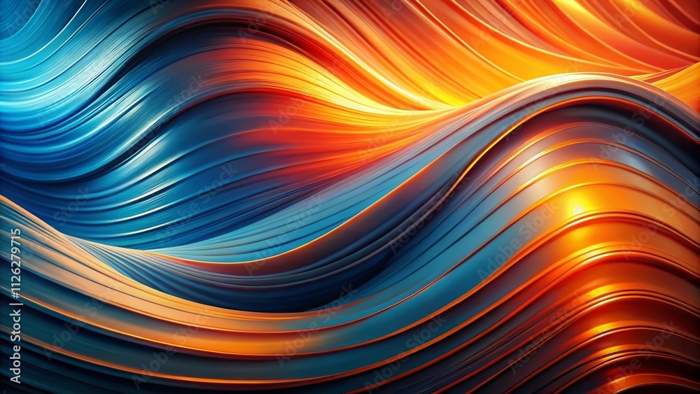 Abstract Orange Blue Wave Design, Modern Art, Dynamic Curves, Bright Colors Abstract Orange Blue Wave Design, Modern Art, Dynamic Curves, Bright Colors