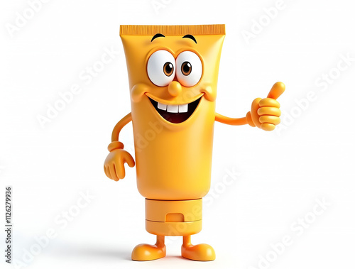 Fancy 3D Cosmetic Cream Jar Mascot with Cute Cartoon Features - Ideal for Branding and Ads photo