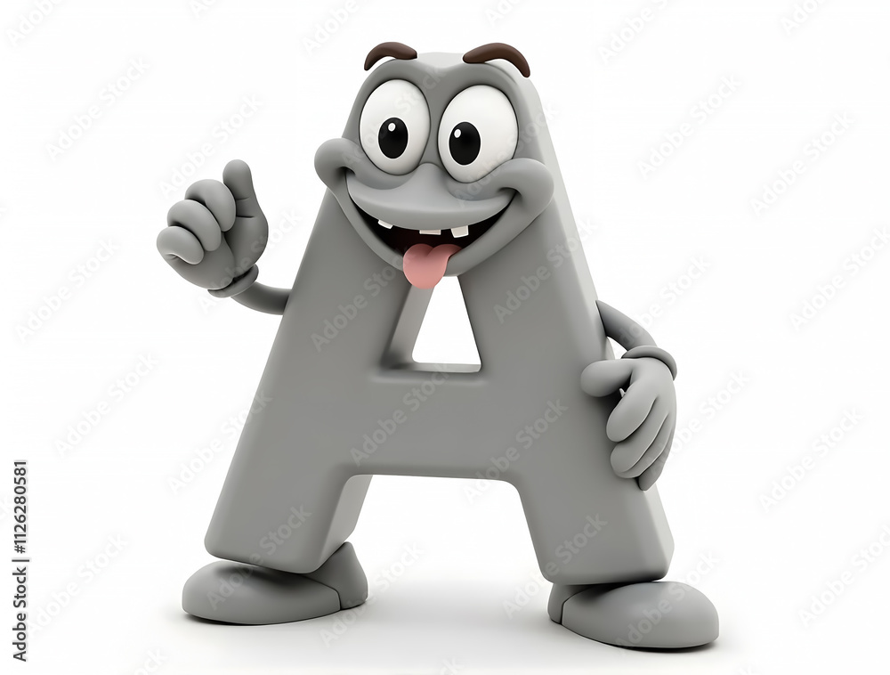 3D Letter A Character with Adorable Eyes and Legs - Ideal for Branding and Advertising Designs 3D Letter A Character with Adorable Eyes and Legs - Ideal for Branding and Advertising Designs