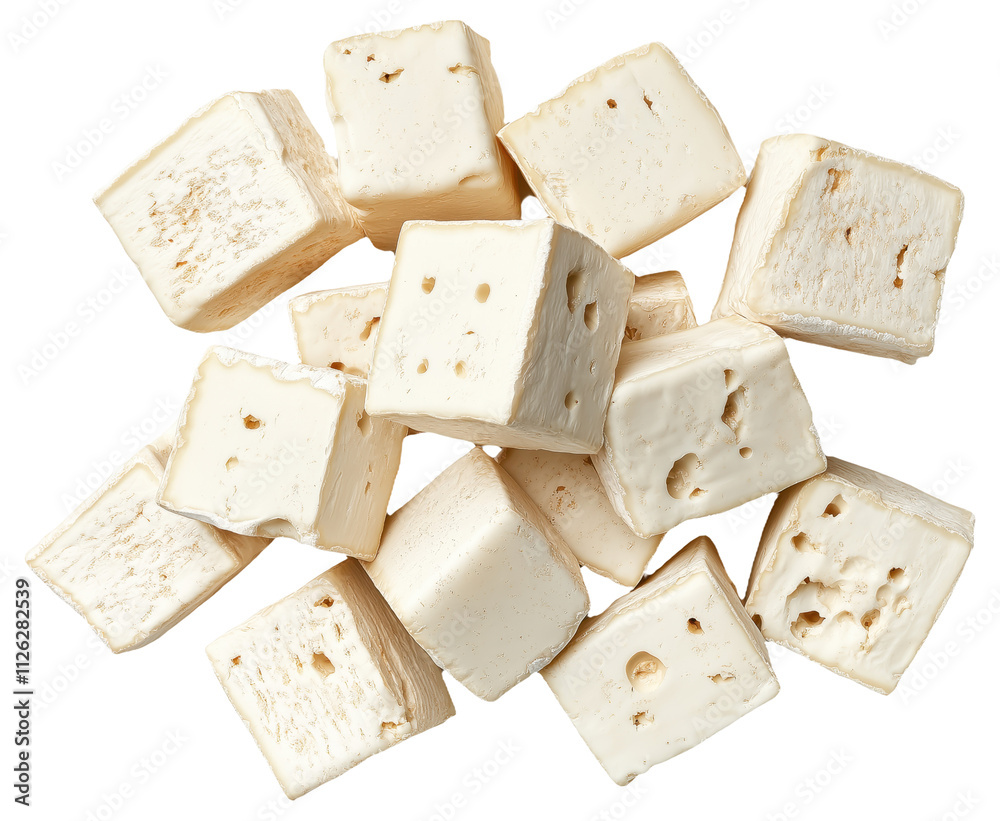 PNG Cubes of feta cheese piled together PNG Cubes of feta cheese piled together