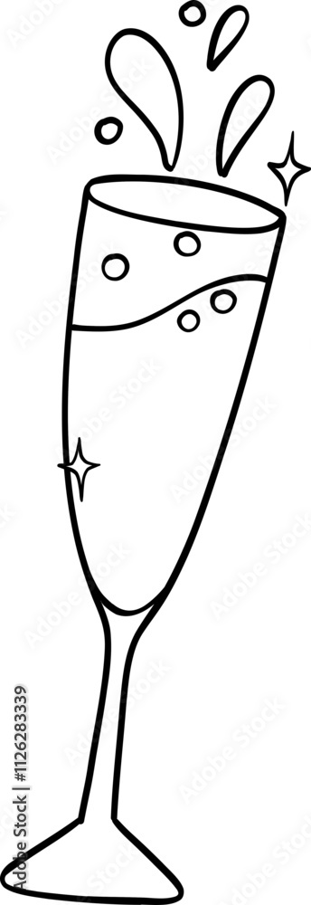Champagne Flute Glass Doodle Coloring Image Champagne Flute Glass Doodle Coloring Image
