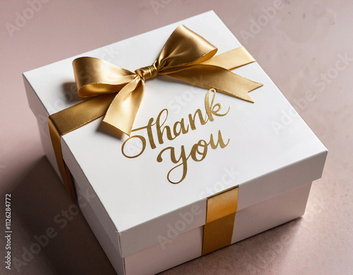 Elegant gift box with gold ribbon and 