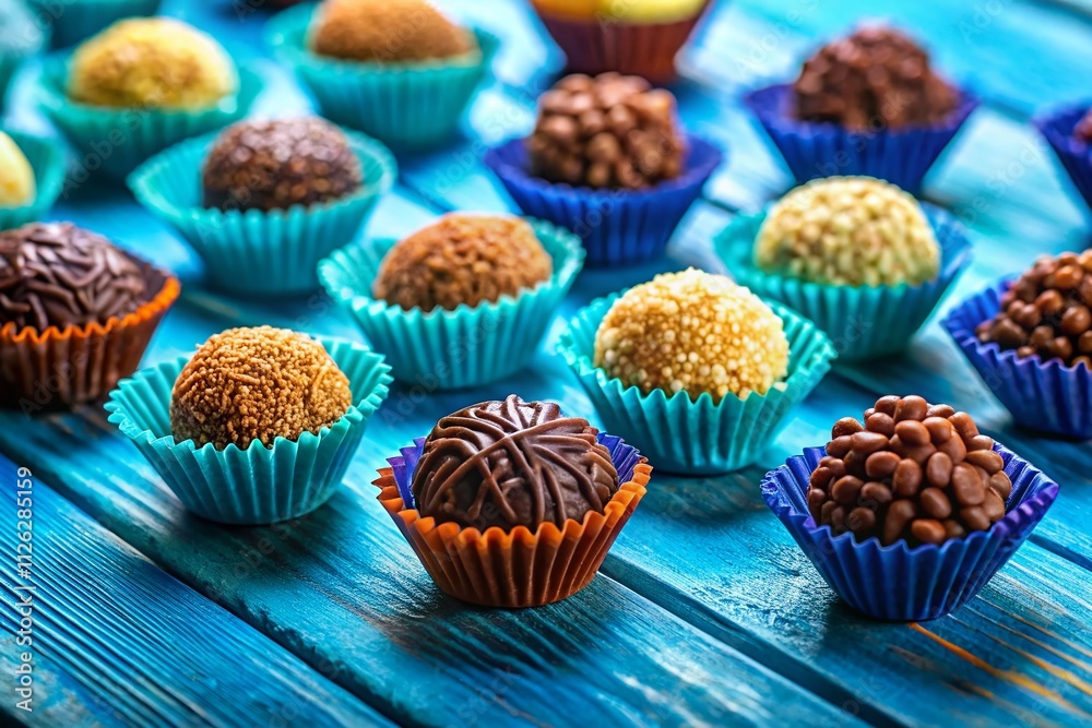 Brigadeiro Paper Forms on Blue Wood - Rule of Thirds Brigadeiro Paper Forms on Blue Wood - Rule of Thirds