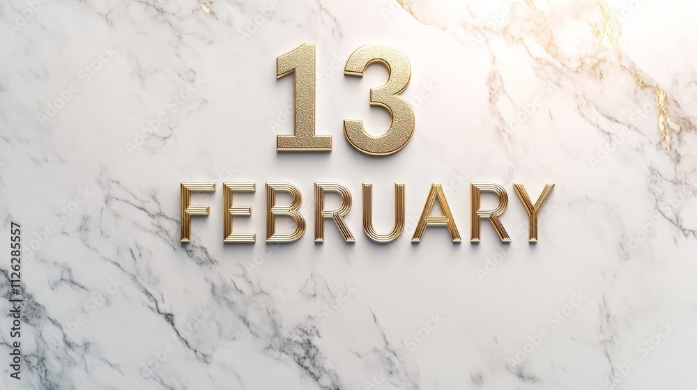 Golden 13th February on Marble: Celebrate Valentine's Day with this elegant and luxurious image, featuring the date Golden 13th February on Marble: Celebrate Valentine's Day with this elegant and luxurious image, featuring the date