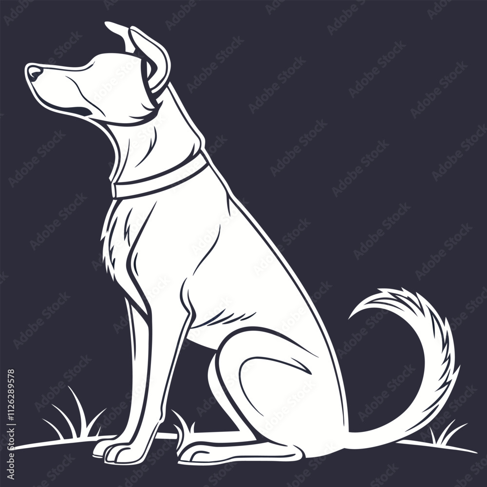 Fototapeta premium Elegant Silhouette of a Sitting Dog Vector Illustration Perfect for Pet Designs