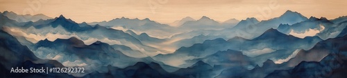  Japandi style paintings of mountains and clouds