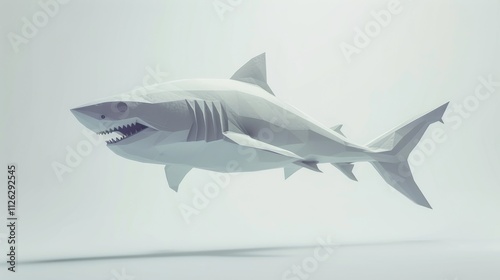 Minimalist 3D White Shark Design photo