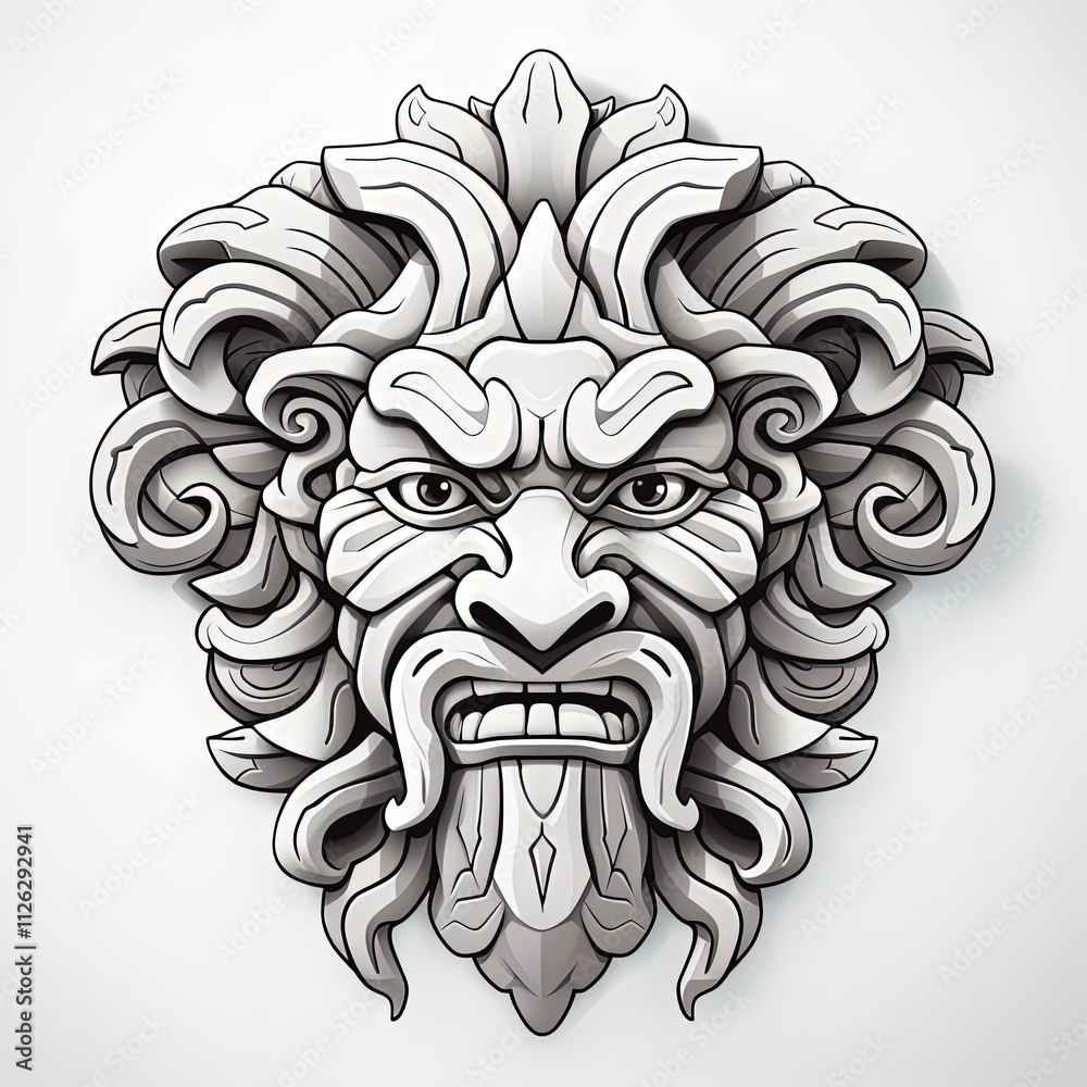 Abstract Representation of Ancient Greek Monster Mask Abstract Representation of Ancient Greek Monster Mask