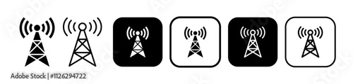 Icons representing antennas and radio waves