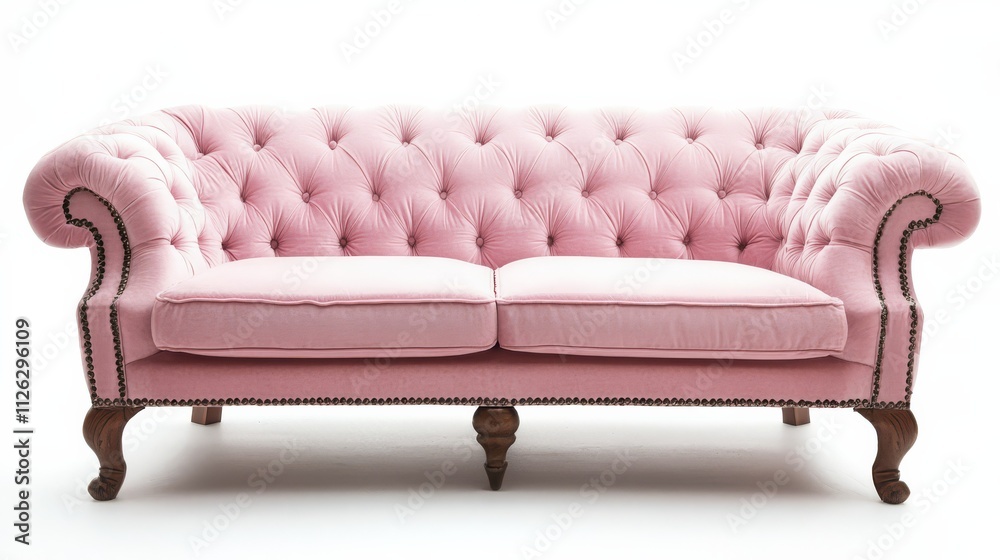 Pink Velvet Chesterfield Sofa: A classic Chesterfield sofa in a soft, luxurious pink velvet upholstery. The elegant design features a deep buttoned back, rolled arms, and turned wooden legs. Pink Velvet Chesterfield Sofa: A classic Chesterfield sofa in a soft, luxurious pink velvet upholstery. The elegant design features a deep buttoned back, rolled arms, and turned wooden legs.