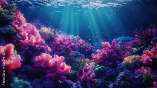 Wallpaper Mural Vibrant Coral Reef Underwater Scene with Sunlight Rays Torontodigital.ca