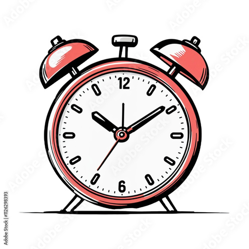 vector illustration of classic alarm clock isolated on white transparent background