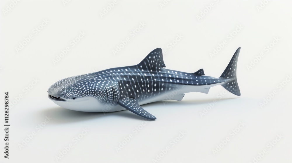 Fototapeta premium Minimalist 3D Whale Shark Illustration for Modern Design