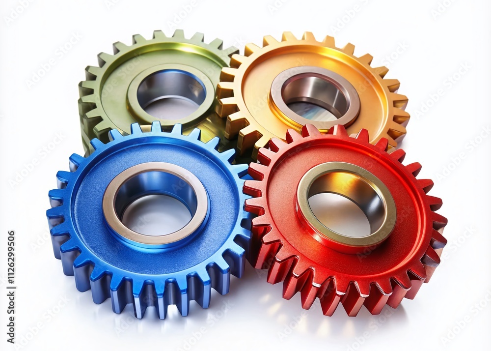 Minimalist Metal Gears Teamwork AI Photo, Technical Concept Minimalist Metal Gears Teamwork AI Photo, Technical Concept