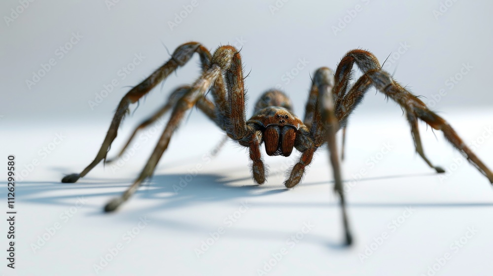 3D Minimalist Wolf Spider on Clean Surface 3D Minimalist Wolf Spider on Clean Surface