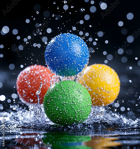 Vibrant Summer Water Bombs, a playful assortment of colorful water balloons awaits eager hands for a lively summer battle. photo