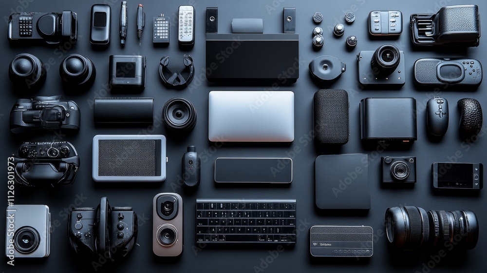 Modern Technology Gadgets on Dark Surface for Digital Lifestyle Modern Technology Gadgets on Dark Surface for Digital Lifestyle