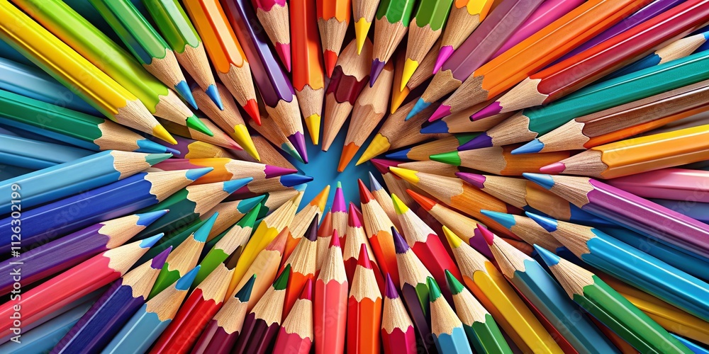Panoramic Pencils & Paper Drawing - Vector Art Panoramic Pencils & Paper Drawing - Vector Art