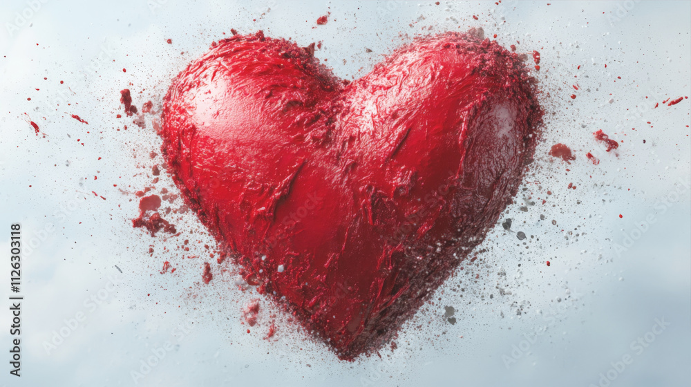 Artistic watercolor heart in gentle red shades Artistic watercolor heart in gentle red shades