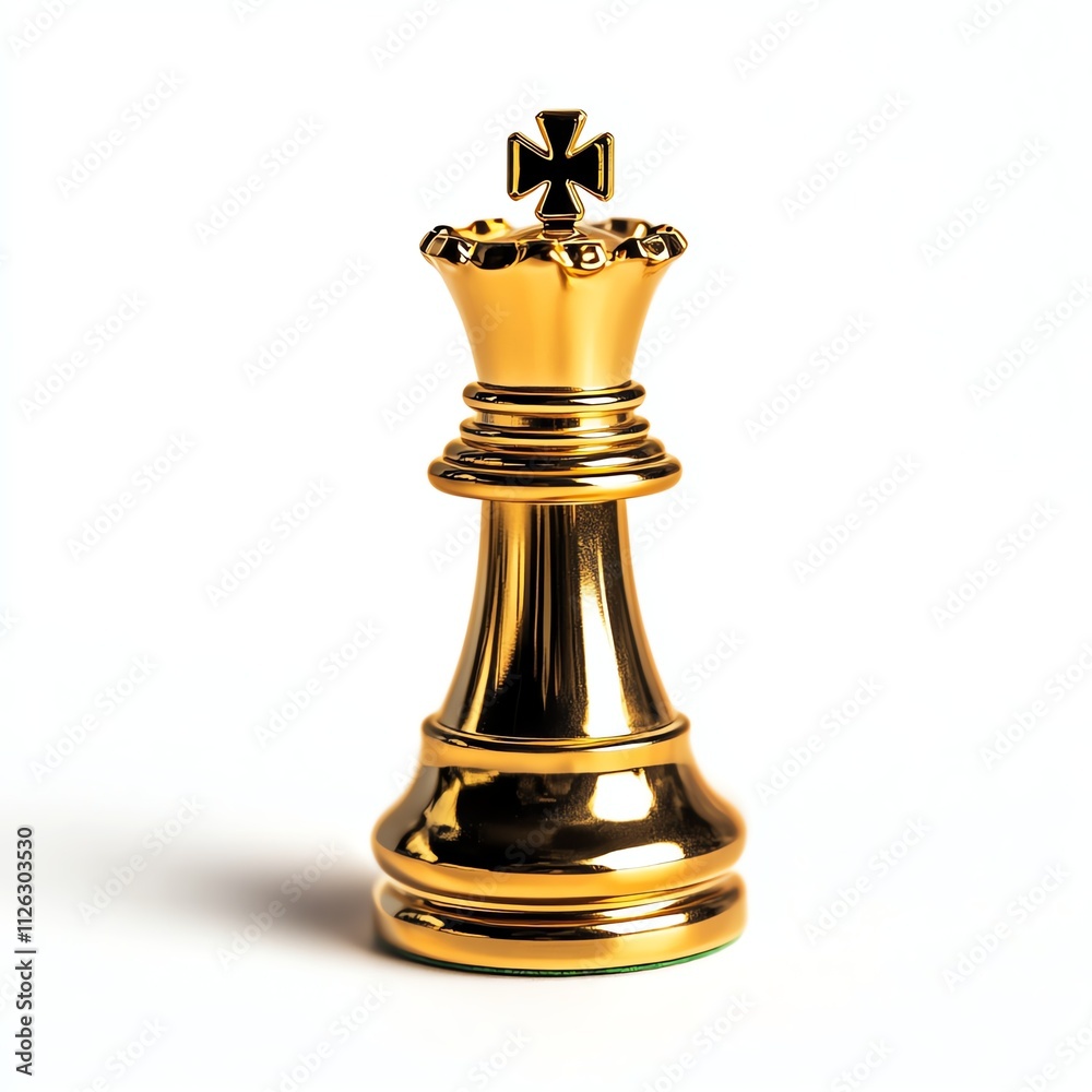 Golden chess king piece, isolated on a white background. Golden chess king piece, isolated on a white background.