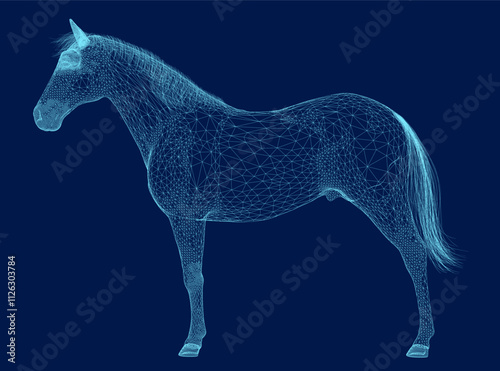 Horse wireframe. Wild Animals. Vector illustration