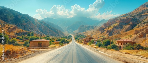 Scenic Mountain Road Kurdistan Village Travel Asia Road Trip photo