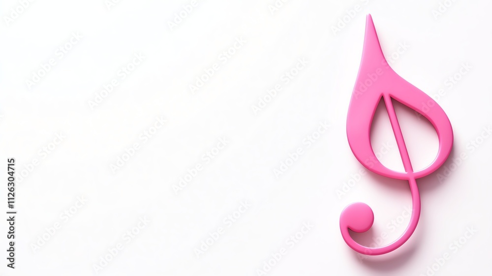 Pink musical note on a white isolated background. Pink musical note on a white isolated background.