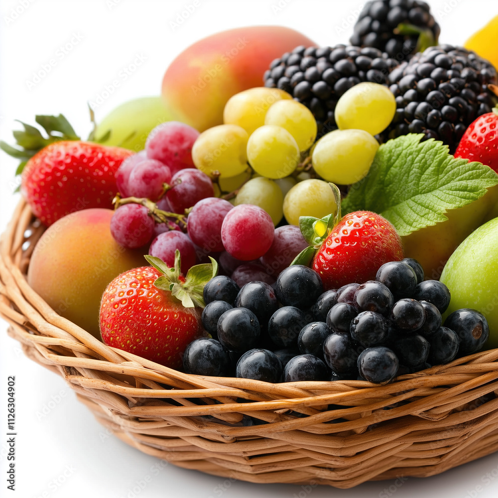 A Medley of Fruits in A Woven Basket A Medley of Fruits in A Woven Basket