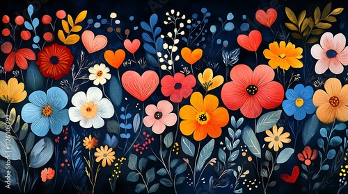 Wallpaper Mural Colorful flowers and leaves Torontodigital.ca