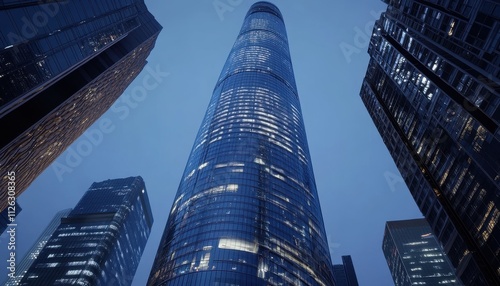 Towering Skyscrapers Reaching for the Heavens in the City photo