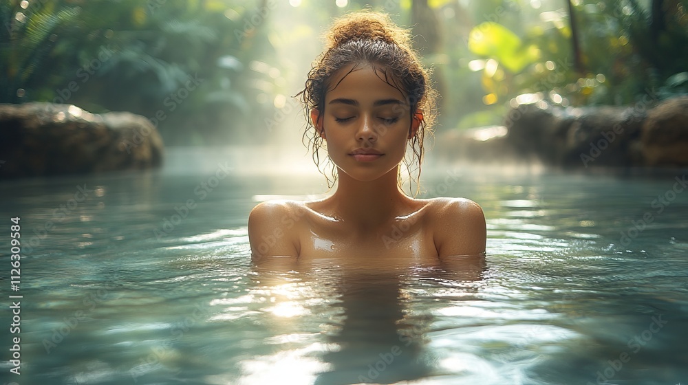 Serene Moment of Wellness in a Lush Tropical Environment Serene Moment of Wellness in a Lush Tropical Environment