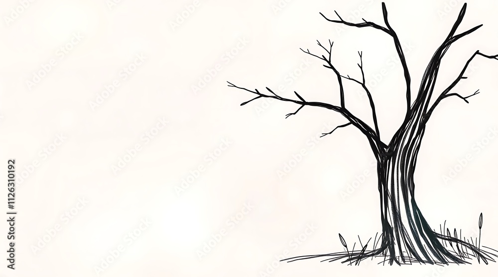 Obraz premium Bare Winter Tree Sketch,