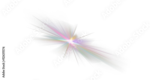 Png crystal star. Crystal ray light, sun shines PNG rainbow red yellow and blue color. Optical fire light effect. Png sparkle shine. Vector lens glare leakage glare reflection effect. Sunlight