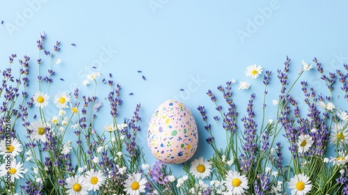 Wallpaper Mural A pastel blue background with a single colorful Easter egg digital Torontodigital.ca