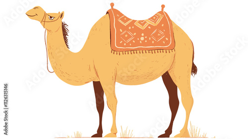 Cartoon camel with a saddle on its back