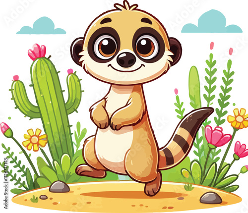 Cute meercat vector on white background