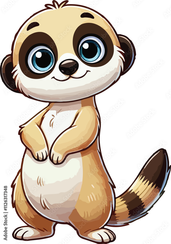 Obraz premium Cute meercat vector on white background