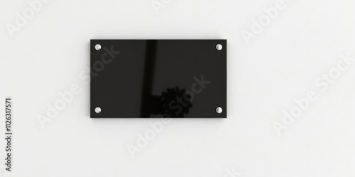 Blank black glass signplate on textured wall mockup with reflection, signplate, mockup photo