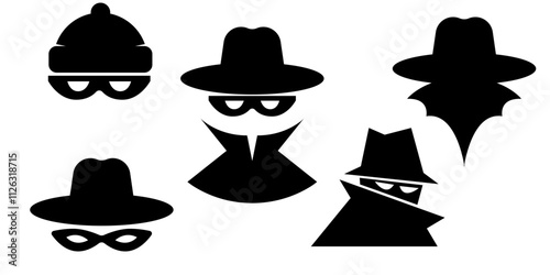 Incognito icons. Collection of anonymous and strangers