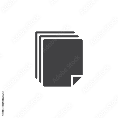 Stack of papers with a corner folded vector icon