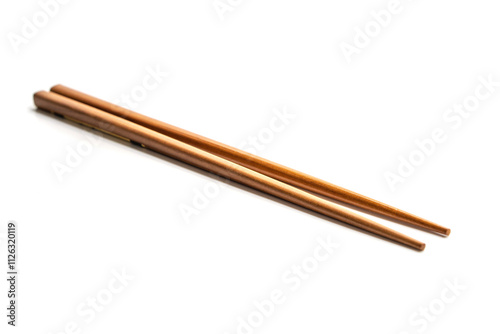 wooden sushi chopsticks on white background