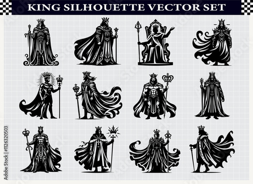 Royal King Silhouettes for Fairytales, Royalty Themes, and Decorative Artwork