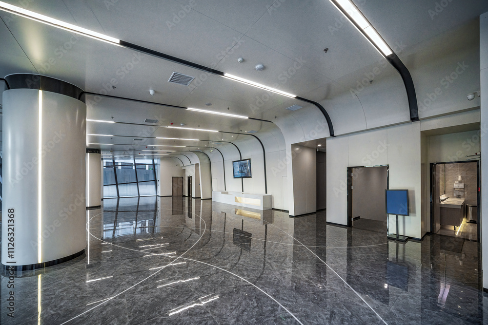 Fototapeta premium Open Concept Lobby in a Modern Corporate Building